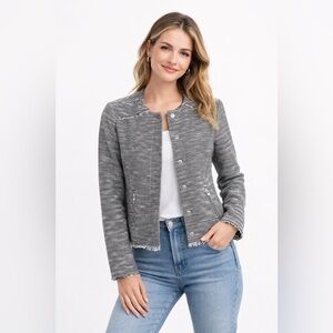 KENNA T jacket blazer cropped striped lightweight career office black white S
